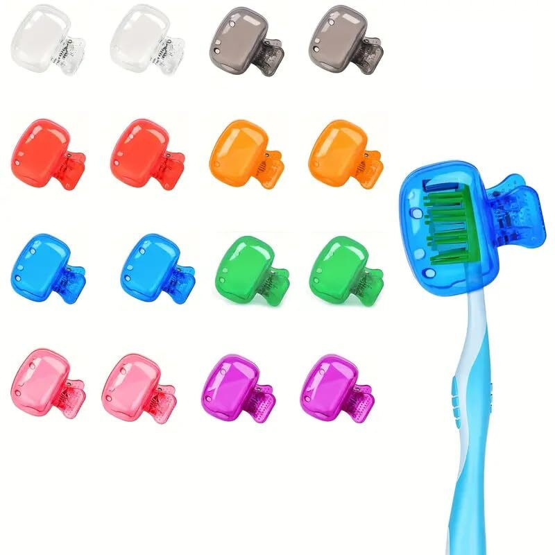 Ankev Travel Toothbrush Head Covers Pack Of 4, Toothbrush Protector Cap, Toothbrush Guard Cap Brush Pod Case, Protective Portable Plastic Clip For Household Travel, Bathroom, School, Camping