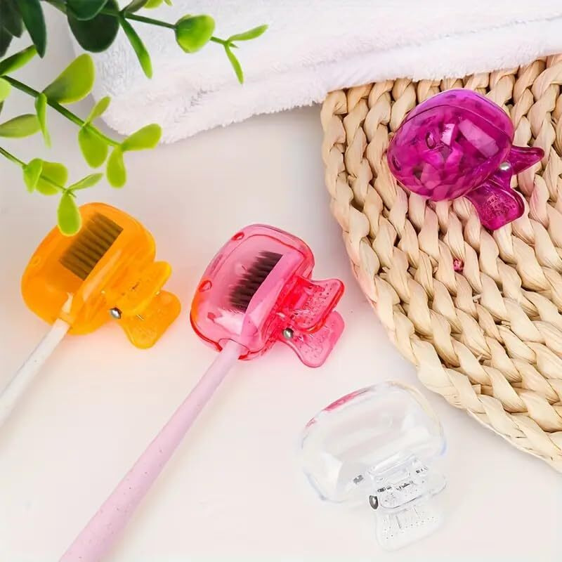 Ankev Travel Toothbrush Head Covers Pack Of 4, Toothbrush Protector Cap, Toothbrush Guard Cap Brush Pod Case, Protective Portable Plastic Clip For Household Travel, Bathroom, School, Camping