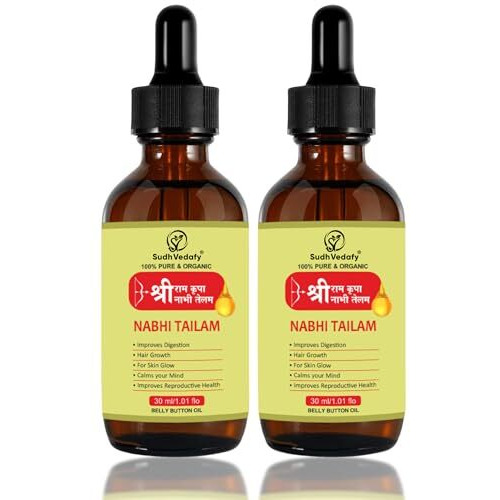 Sudh Vedafy Sri Ram Nabhi Tailam 30Ml | Ayurvedic Multi Benefit Nabhi Oil | Belly Button Oil For Skin & Hair | Nabhi Oil Ayurvedic For Health And Beauty |   (Pack Of 2)