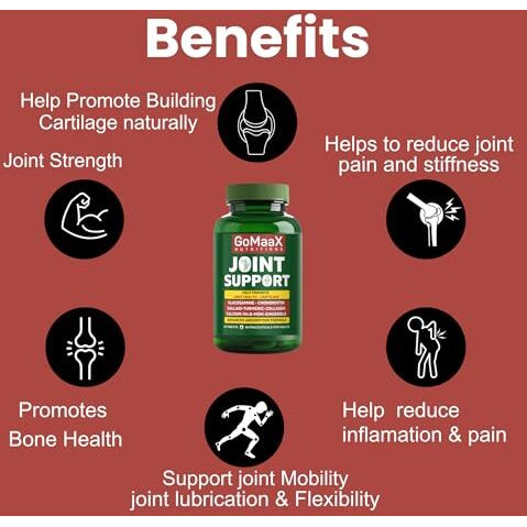 Gomaax Joint Support Supplement With Glucosamine, Collagen, Chondroitin, Msm, Sallaki, Turmeric, Calcium, Vitamin D | Cartilage & Joint Support Supplement |60 Tablets