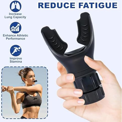 Refize Lung Trainer & Jaw Exerciser | Breathing & Fitness Equipment For Gym & Running | Easy-To-Clean | Enhance Respiratory Strength & Sports Fitness | For Men & Women. (Black)