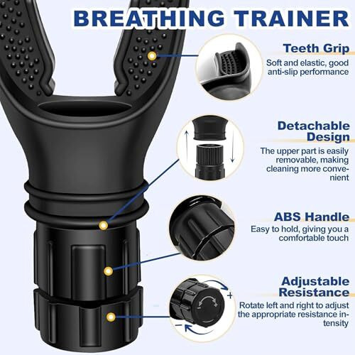 Refize Lung Trainer & Jaw Exerciser | Breathing & Fitness Equipment For Gym & Running | Easy-To-Clean | Enhance Respiratory Strength & Sports Fitness | For Men & Women. (Black)