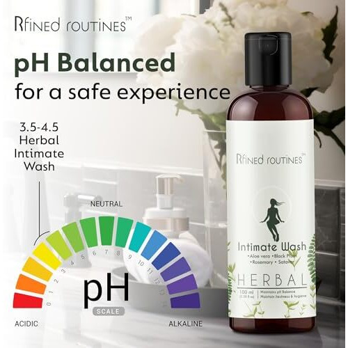 Rfined RoutinesHerbal Intimate Wash For Women, Women Intimate Care, Clean And Dry Intimate Wash, Vaginal Wash, Safe Wash, Prevents Itching, Irritation & Dryness, Suitable For All Skin Types -100Ml