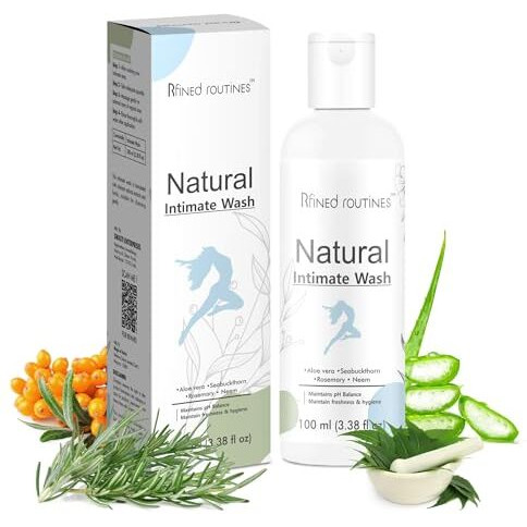 Rfined Routines Natural Intimate Wash For Women, Women Intimate Care, Clean And Dry Intimate Wash, Vaginal Wash, Safe Wash, Prevents Itching, Irritation & Dryness, Suitable For All Skin Types -100Ml