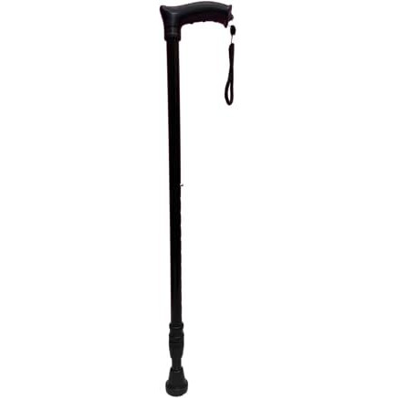 Physiqo Black Edition Premium Walking Stick With Adjustable Height, Sturdy Steel Body | Anti-Slip Base For Men/Women, Patients, Old People Or Physically Challenged (Black) Design 1
