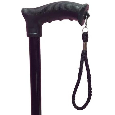 Physiqo Black Edition Premium Walking Stick With Adjustable Height, Sturdy Steel Body | Anti-Slip Base For Men/Women, Patients, Old People Or Physically Challenged (Black) Design 1
