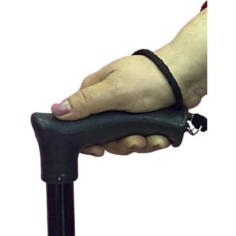 Physiqo Black Edition Premium Walking Stick With Adjustable Height, Sturdy Steel Body | Anti-Slip Base For Men/Women, Patients, Old People Or Physically Challenged (Black) Design 1