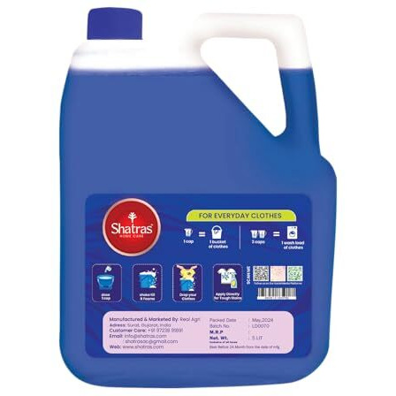 Shatras Oxi Clean 3X Odor Fighter Laundry Liquid Detergent - 5 Liter | Biodegradable, Plant-Based Ingredients | Tough Stain Removal | Suitable For All Types Of Clothes