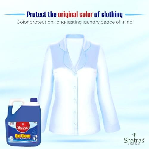 Shatras Oxi Clean 3X Odor Fighter Laundry Liquid Detergent - 5 Liter | Biodegradable, Plant-Based Ingredients | Tough Stain Removal | Suitable For All Types Of Clothes