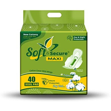 Soft & Secure New Menstrual/Sanitary Pads 40 Pads (Xxxl, 40, Count)