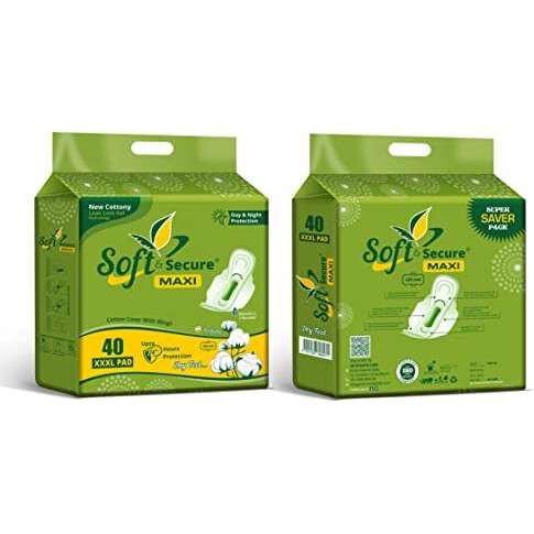 Soft & Secure New Menstrual/Sanitary Pads 40 Pads (Xxxl, 40, Count)