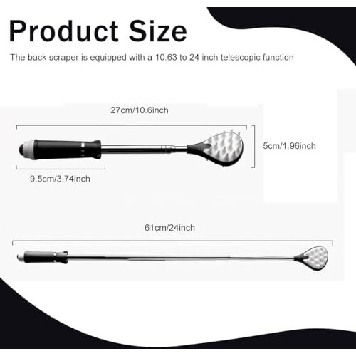 Hannea Extendable Back Scratcher,Portable Telescoping Metal Back Scratchers With Frosted Texture Handle,Upgraded Metal Stainless Steel Telescoping Scratcher Tool
