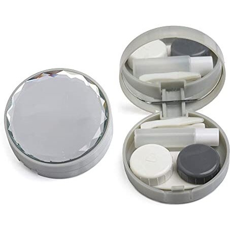 Vividvisionint Mini Portable Contact Lens Case Container Kit With Mirror Tweezer Applicator Lens Stick And Solution Bottle Daily Usable In Travelling Portable Lens Box Easy To Carry Lc 3022 A Gray