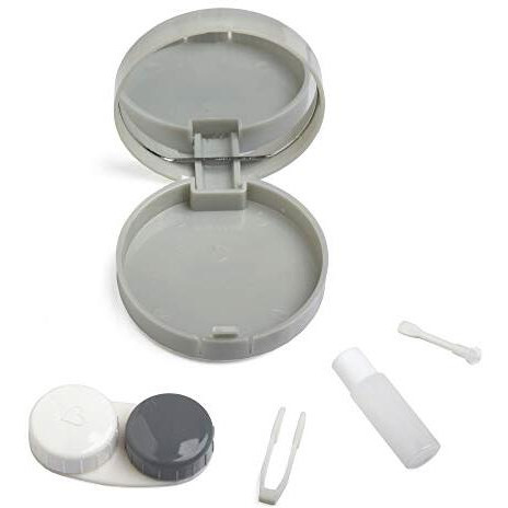 Vividvisionint Mini Portable Contact Lens Case Container Kit With Mirror Tweezer Applicator Lens Stick And Solution Bottle Daily Usable In Travelling Portable Lens Box Easy To Carry Lc 3022 A Gray
