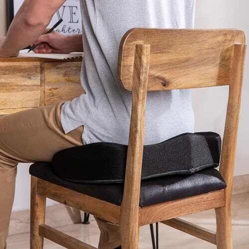 Lifeberg Orthopedic Memory Foam Plus Seat Cushion For Sciatica,Tailbone Pain Relief Sitting Home Car, Office Chair & Wheelchair, Driving (Upto 80Kg Wt, Steel Grey)