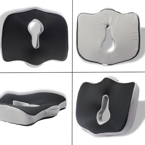 Lifeberg Orthopedic Memory Foam Plus Seat Cushion For Sciatica,Tailbone Pain Relief Sitting Home Car, Office Chair & Wheelchair, Driving Upto 80Kg, (Silver Grey)