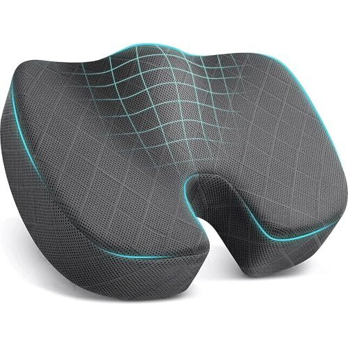Lifeberg Orthopedic Memory Foam Plus Seat Cushion For Sciatica,Tailbone Pain Relief Sitting Home Car, Office Chair & Wheelchair, Driving (Upto 80Kg Wt, Grey)