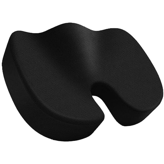 Lifeberg Orthopedic Memory Foam Plus Seat Cushion For Sciatica,Tailbone Pain Relief Sitting Home Car, Office Chair & Wheelchair, Driving (Upto 80Kg Wt, Black)