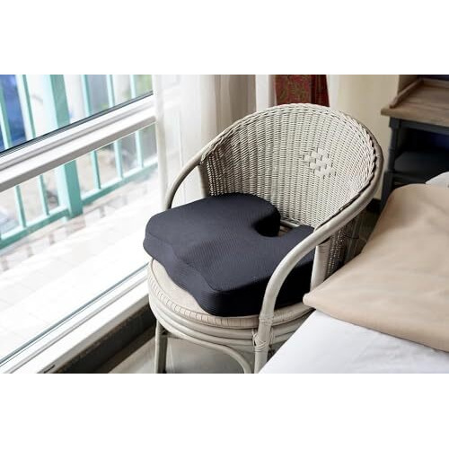 Lifeberg Orthopedic Memory Foam Plus Seat Cushion For Sciatica,Tailbone Pain Relief Sitting Home Car, Office Chair & Wheelchair, Driving (Upto 80Kg Wt, Black)