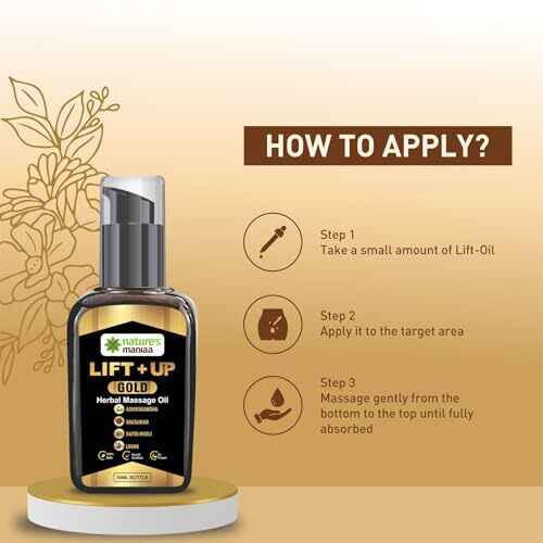 Nature's Maniaa Natural Pure Gold Lift's Up Herbal Premium Massage Oil For Men - For Strength, Stamina & Performance (Pack Of 1) - 50Ml