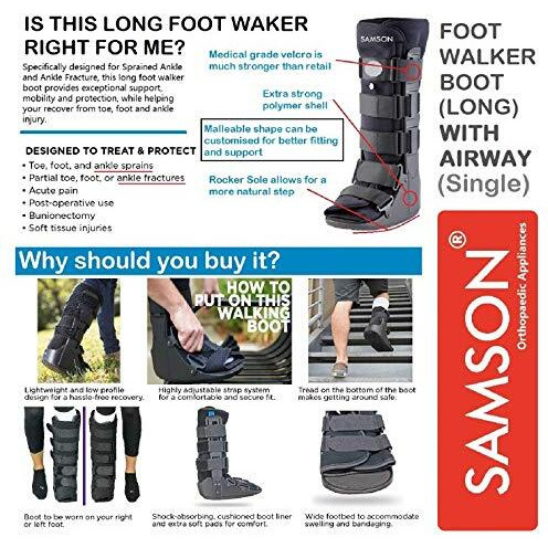 Foot Walker (Boot) With Airway - For Rehab After Fractures, Injuries, Sprains & Surgery (Fits Both Legs - Right & Left Leg) (Unisex) (Long Length, Medium Size)