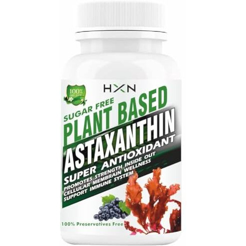 Hxn Astaxanthin Supplement 6Mg From Veg Source & Grape Seed Extract Powder As Antioxidant, Immunity, Eye & Skin Health Nutrition- 60 Tablets (No Capsule Pack1)