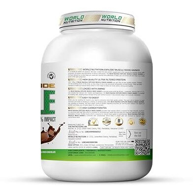 Wn World Nutrition Explode Muscle Mass Gainer | High-Calorie Muscle Growth Formula With Protein, Bcaa, L-Glutamine, Vitamins & Minerals For Lean Mass Building And Recovery | Creamy Vanilla 3Kg