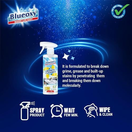 Blueoxy Granite And Stone Cleaner Spray | Granite Floor Cleaner And Shiner | Granite Countertop Cleaner | Marble Cleaner | Fresh Citrus Scent | 500 Ml - Pack 1