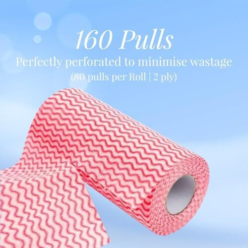 Non-Woven Reusable & Washable Kitchen Towel Wipes (80 Wipes Per Roll, Total 160 Sheets) - Total 160 Premium Kitchen Towel Roll 2-Ply, Paper Towels For Kitchen Cleaning Eco-Friendly Disposable Towel