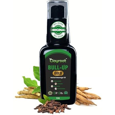 Clayroot Bull-Up Massage Oil For Men 100% Pure And Natural - 50 Ml | Original Bull Up Oil | Ayurvedic Bull Up Oil For Men