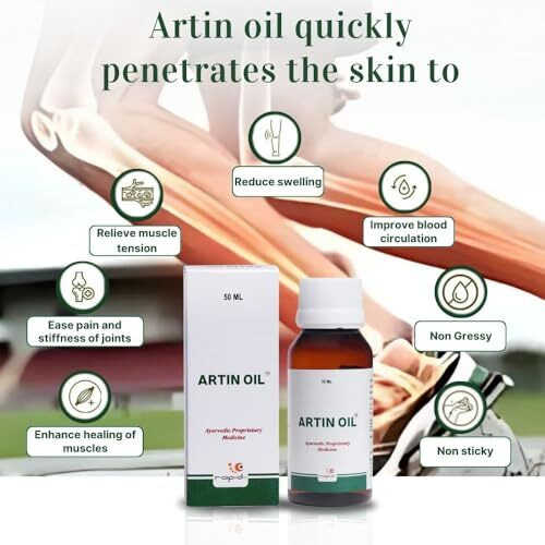 Rapid-I Artin Pain Relief Oil | Help To Relief Body Pain, Muscles Pain | Massage Oil For Chronic Joint Pains | 50Ml (Pack Of 2).