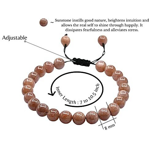 Crystal Heaven Certified Natural Healing Crystal Bracelet For Women Men - Aaa Grade Original Healing Gemstone Adjustable Bracelet For Yoga Reiki Meditation Feng Shui (Sunstone)