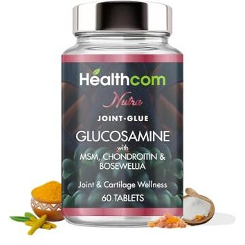 Healthcom Nutra Joint Glue 60 Tablets Pack Glucosamine For Joint & Cartilage Wellness Joint Health, Mobility & Flexibility | Msm, Chondroitin, Bosewellia | Men & Women Joint Comfort