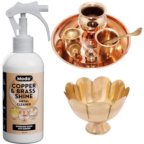 Modo Copper And Brass Cleaning Liquid Spray With Anti-Tarnish Cleaning Liquid For Decorative Articles 300 Ml