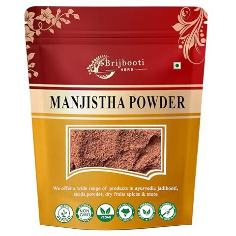 Brijbooti Manjistha Powder (100 Gm) | Manjistha Root Powder For Eating | Majith | Indian Madder | Fssai, Gmp, Iso Certified