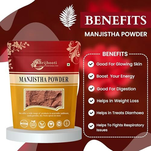 Brijbooti Manjistha Powder (100 Gm) | Manjistha Root Powder For Eating | Majith | Indian Madder | Fssai, Gmp, Iso Certified