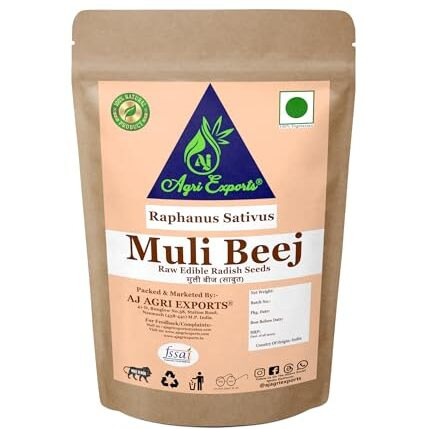 Aj Agri Exports Muli Beej - Mooli Beej - Muli Seeds - Mooli Ke Beej - Muli Ke Beej - Mooli Seeds - Radish Seeds - Raphanus Sativus -   (400 Grams)