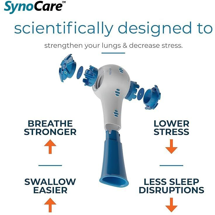 Synocare Mucus Removal Device, Mucus Extractor For Adults | Mucus Remover & Lung Expander Using Opep Technology For Sinus & Nasal Decongestion, Clear Airways & Fast Relief For Mucus Blockage | Blue