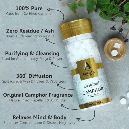The Aroma Factory Pure Camphor Tablets, Citrus Lemon & Original, Zero Residue Kapoor With Fragrance For Pooja, Aarti Kapur | Bottle Pack Of 2 X 80Gm