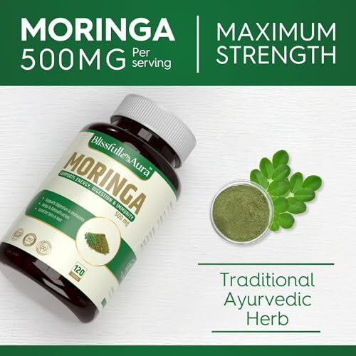 Blissfull Aura Organic Moringa Tablets, Stress Relief, Immunity Booster, 100% Natural, Helps In Digestion And Antioxidants, 120 Tablets