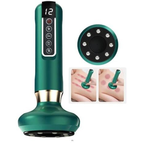 Jancom Electric One Button Pressure Relief 12 Gears Led Intelligent Air Breathing Cupping Gua Sha Massage Device Portable Cupping Machine With Warming Vacuum Cupping Therapy Machine