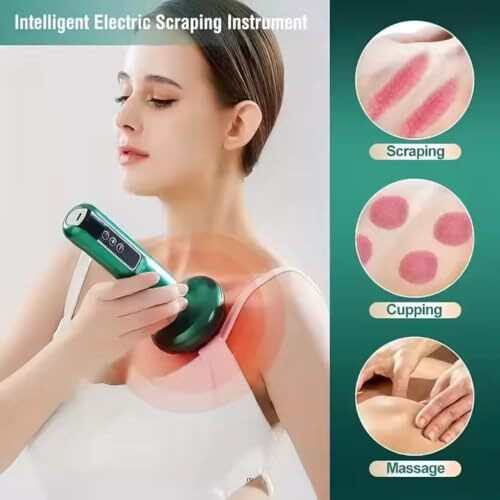 Jancom Electric One Button Pressure Relief 12 Gears Led Intelligent Air Breathing Cupping Gua Sha Massage Device Portable Cupping Machine With Warming Vacuum Cupping Therapy Machine