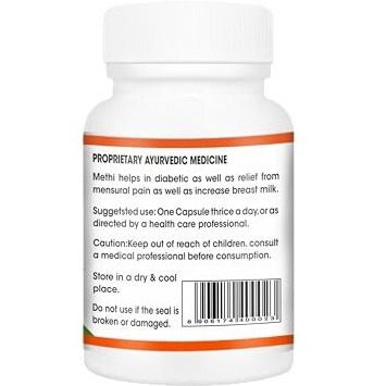 Methi 500 Mg, Pack Of 60 Capsules For Joint Support, 100% Natural, Ayurveda Herb, Health, Dietary, Herbal, Nutrition Supplements (Pack Of 2)