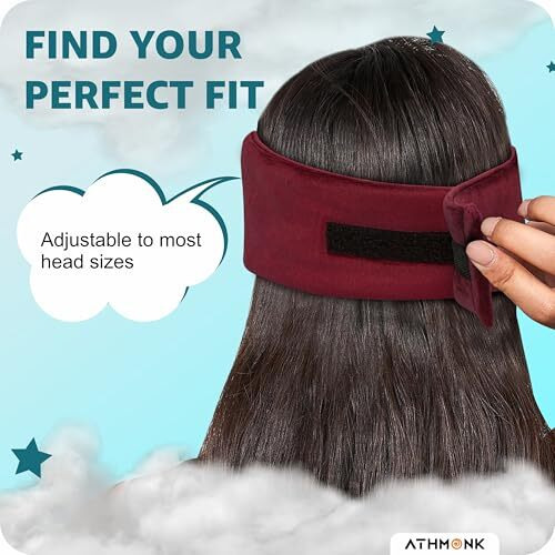 Athmonk Luxury Velvet Extra-Wide Sleeping Eye Mask Blind Fold - Essential Travel Accessories - Blindfold For Sleeping - Eye Mask For Sleeping Men & Women - Complete Blackout - Velcro Strap - Maroon