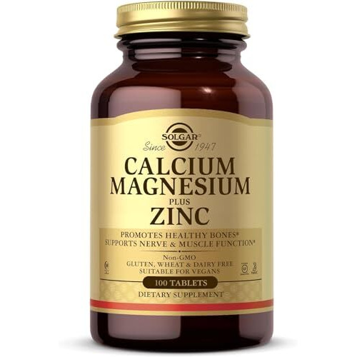 S.Olgar Calcium Magnesium Plus Zinc, 100 Tablets - Promotes Healthy Bones And Teeth - Supports Nerve & Muscle Function - Non Gmo, Vegan, Gluten Free, Dairy Free, Kosher, Halal - 33 Servings