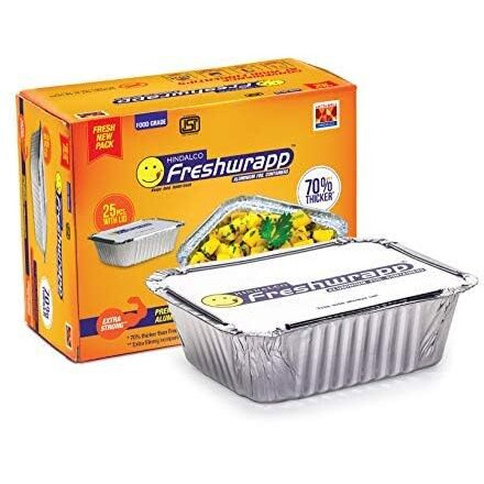 Freshwrapp Aluminium Containers - 250 Ml - 25 Pieces - Pack Of 1