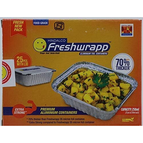 Freshwrapp Aluminium Containers - 250 Ml - 25 Pieces - Pack Of 1