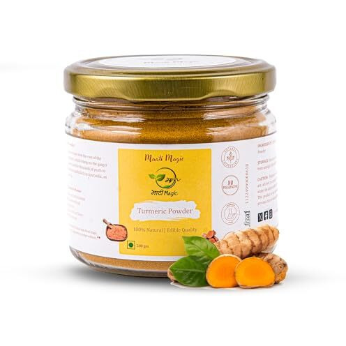Maati Magic Turmeric Powder | Haldi For Cooking & Skin Care | High Curcumin, Chemical-Free | Natural Glow, Acne & Tan Removal | No Preservatives Or Additives - 200 Gm Glass Jar