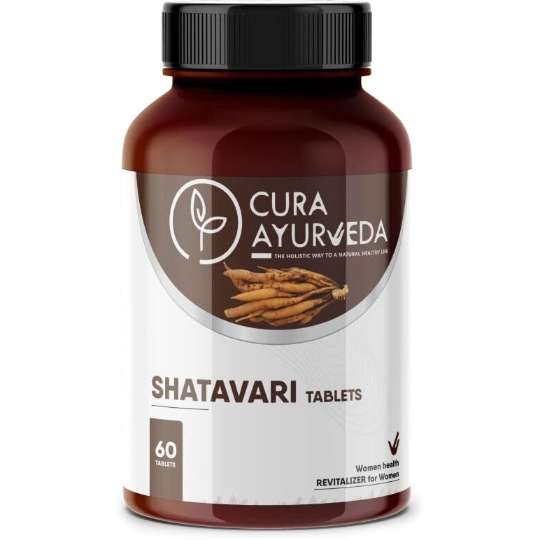 Cura Ayurveda Shatavari 100% Natural Women's Wellness Tablets | Female Health Support Supplement | Stress Relief, Immunity Boost - Pack Of 60 Tablets