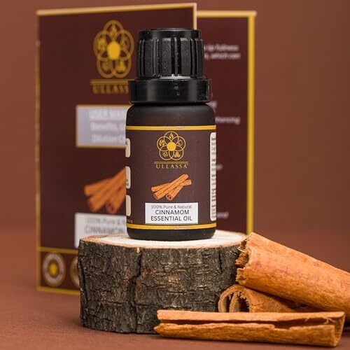 Ullassa Cinnamon Bark Essential Oil | Improved Circulation, Brain Function, Plump Lips | Skincare, Haircare, Respiratory Wellness | 100% Pure & Natural | Cinnamomum Zeylanicum (Pack Of 1)